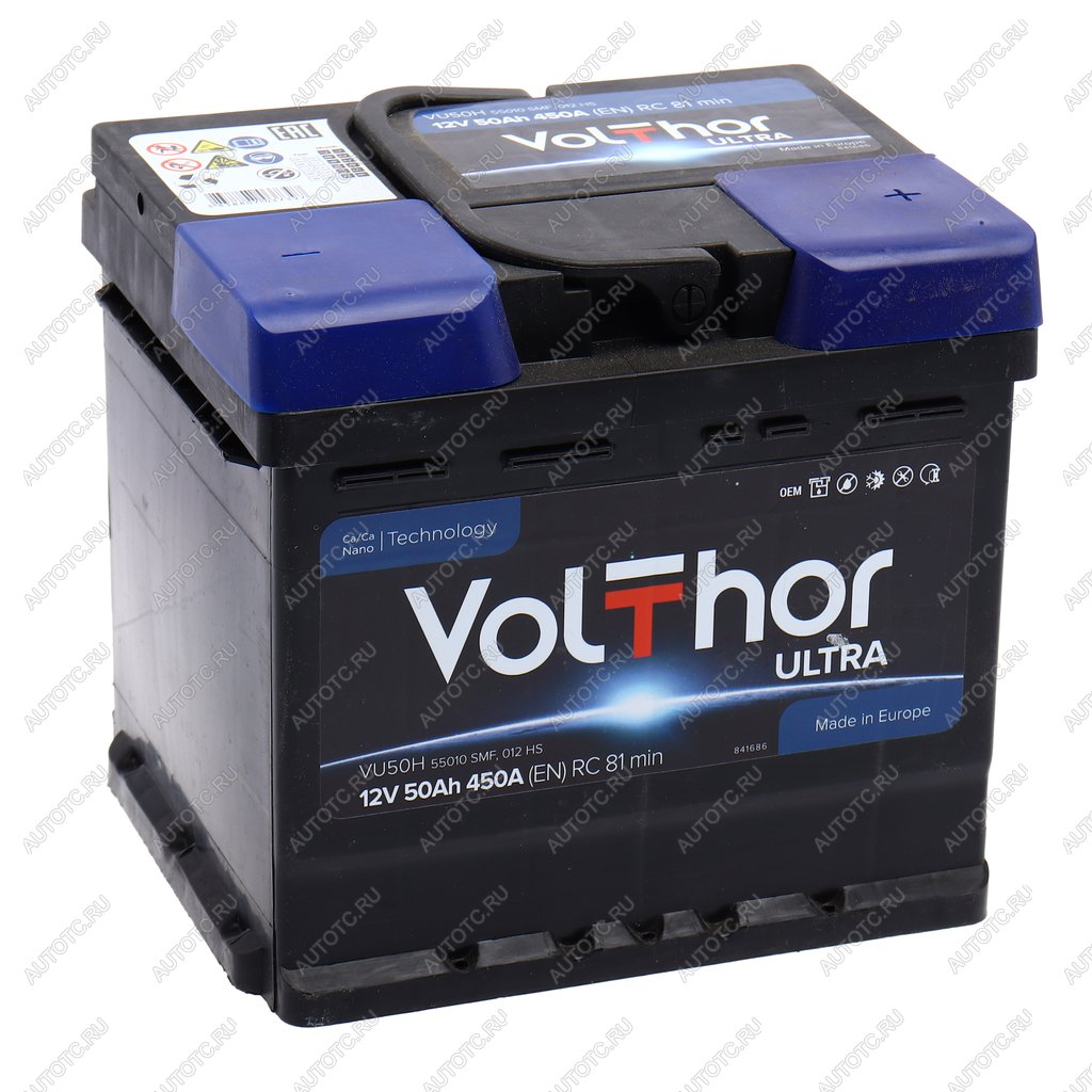8 599 р. Аккумулятор VOLTHOR Ultra 50Ач обратная полярность VOLTHOR 6ст50(0) 55010  с доставкой в г. Кемерово