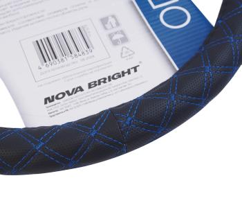 429 р. Оплетка руля (L) 39-41см черно-синяя экокожа NOVA BRIGHT NOVA BRIGHT 47678  с доставкой в г. Кемерово. Увеличить фотографию 2