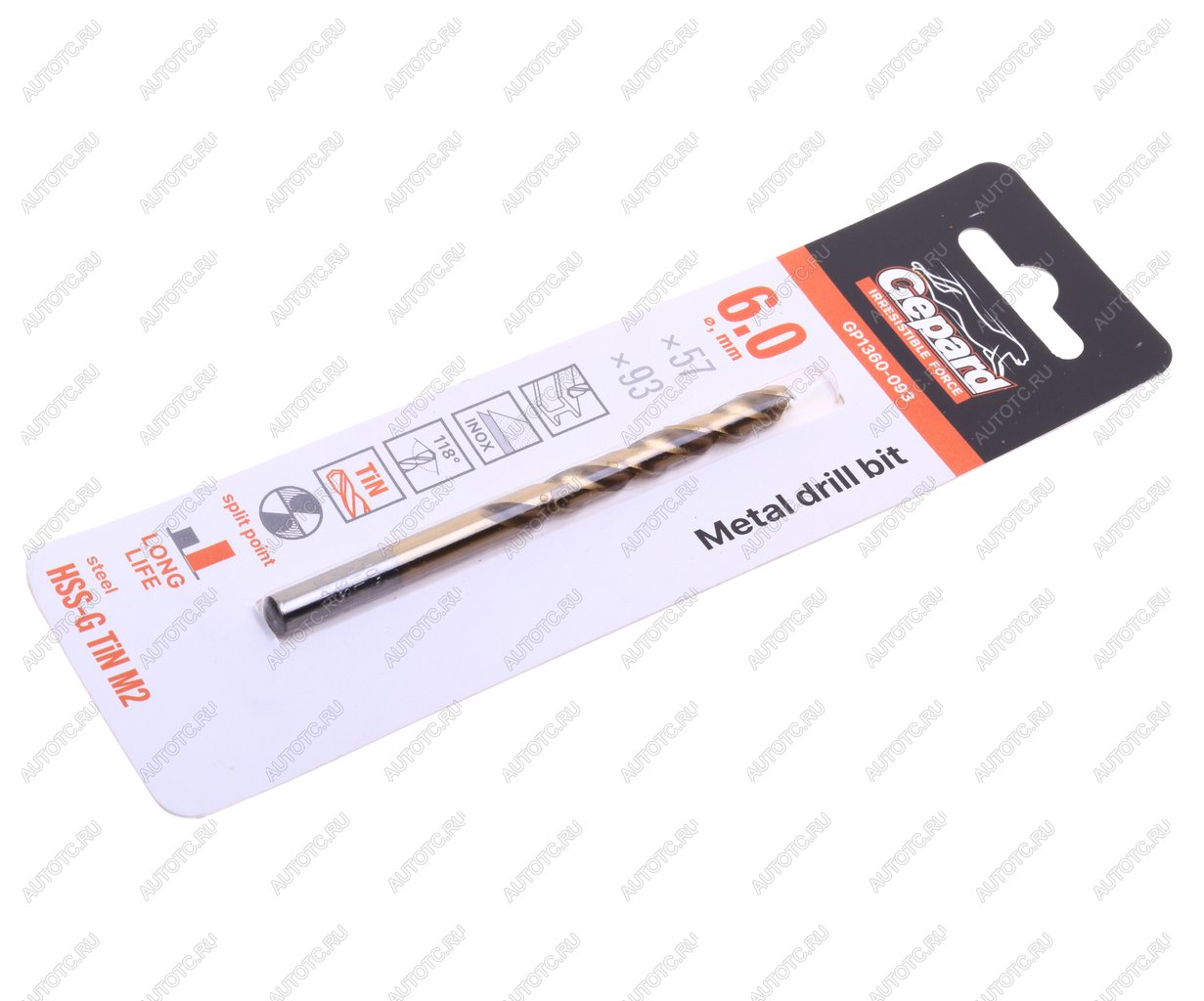 105 р. Сверло по металлу 6.0х93мм HSS Titanium GEPARD GEPARD gp1360-093  с доставкой в г. Кемерово