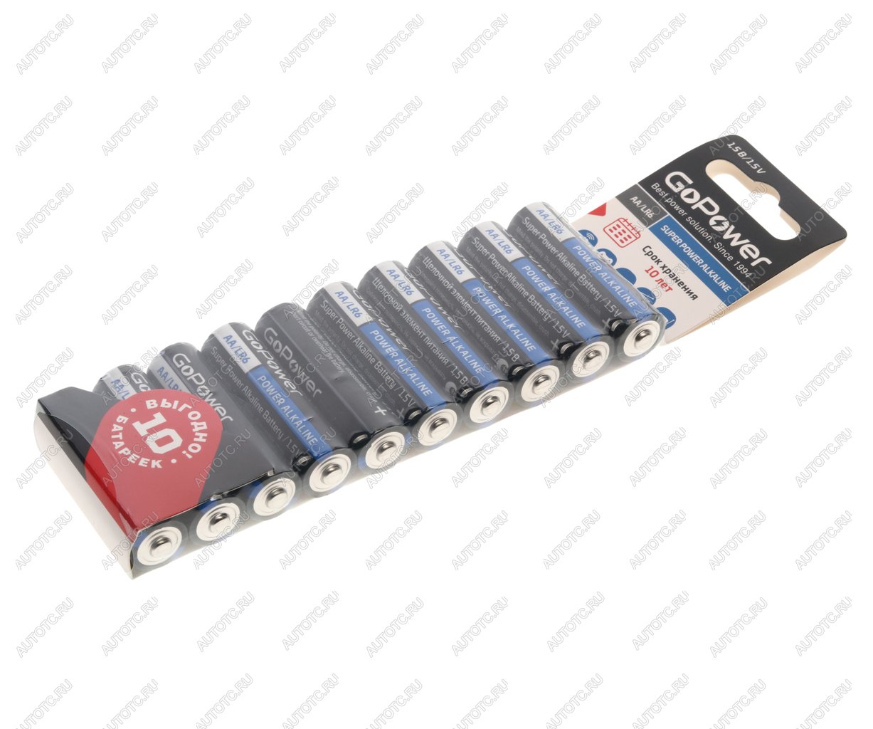 319 р. Батарейка AA LR6 1.5V блистер 10шт. Alkaline GOPOWER GOPOWER 00-00019863  с доставкой в г. Кемерово