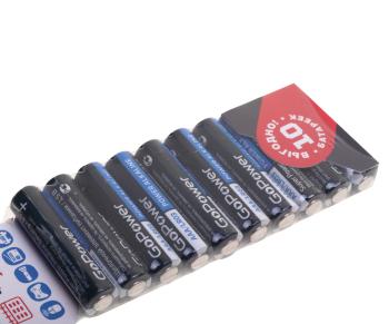 319 р. Батарейка AAA LR03 1.5V блистер 10шт. Alkaline GOPOWER GOPOWER 00-00019864  с доставкой в г. Кемерово. Увеличить фотографию 2