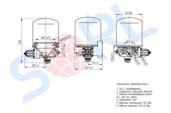 7 699 р. Осушитель воздуха IVECO 12.5Bar с подогревом SORL SORL 35110031560  с доставкой в г. Кемерово. Увеличить фотографию 2