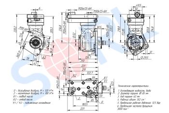 27 599 р. Компрессор MERCEDES Actros воздушный одноцилиндровый SORL SORL 35090330010 SORL 35090330010  с доставкой в г. Кемерово. Увеличить фотографию 2