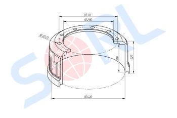 12 549 р. Барабан тормозной BPW полуприцепа (420х180х227) оси ECOMAX SORL SORL 35020880010 SORL 35020880010  с доставкой в г. Кемерово. Увеличить фотографию 3