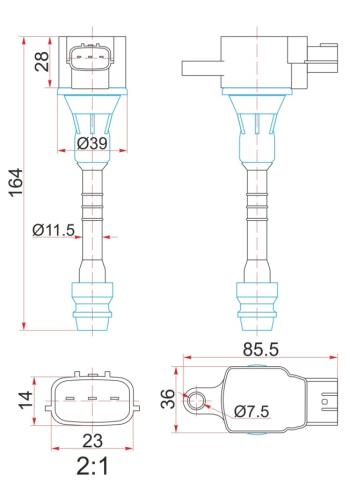 Катушка зажигания для NISSAN PRIMERA, SYLPHY,  AVENIR, TINO, WINGROAD 99- QG15-18 DAR kz280035