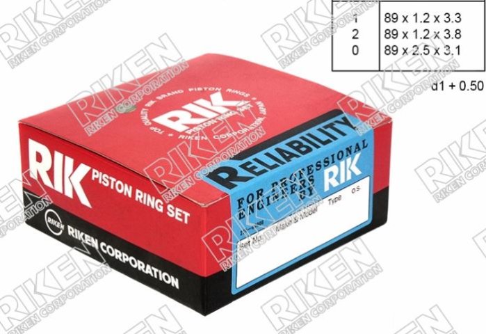 5 599 р. Кольца поршневые (комплект) 0,50 NISSAN MURANOPRIMERATEANAX-TRAIL QR20DEQR25DE 00- RIKEN 23018050  с доставкой в г. Кемерово