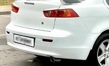 Бампер задний DAR (окрашенный) Mitsubishi Lancer  10 CY (2007-2017) седан дорестайлинг, седан рестайлинг (Белый W37)