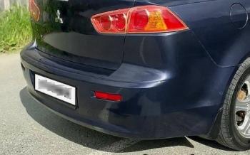Бампер задний DAR (окрашенный) Mitsubishi Lancer  10 CY (2007-2017) седан дорестайлинг, седан рестайлинг (T65 Темно-синий)