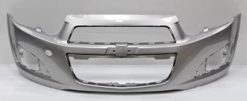 Бампер передний DAR (окрашенный) Chevrolet Aveo  T300 (2011-2015) седан, хэтчбек (Poly Silver 92U (Серебро))