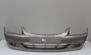 Бампер передний (с заглушками ПТФ) ТехноПласт (окрашенный) Hyundai Accent  2 LC (1999-2012) седан дорестайлинг (ТагАЗ) (Летний песок (Бежевый))