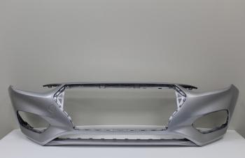 Бампер передний ТехноПласт (окрашенный) Hyundai Solaris  HCR (2017-2020) седан дорестайлинг (Sleek Silver RHM (Cеребристый))
