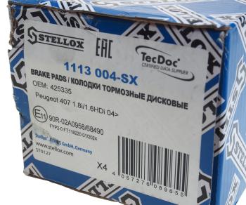 1 579 р. Колодки тормозные PEUGEOT 407,407SW,607 9D,9U (00-) (1.63.0) передние (4шт.) STELLOX STELLOX 1113004sx  с доставкой в г. Кемерово. Увеличить фотографию 3