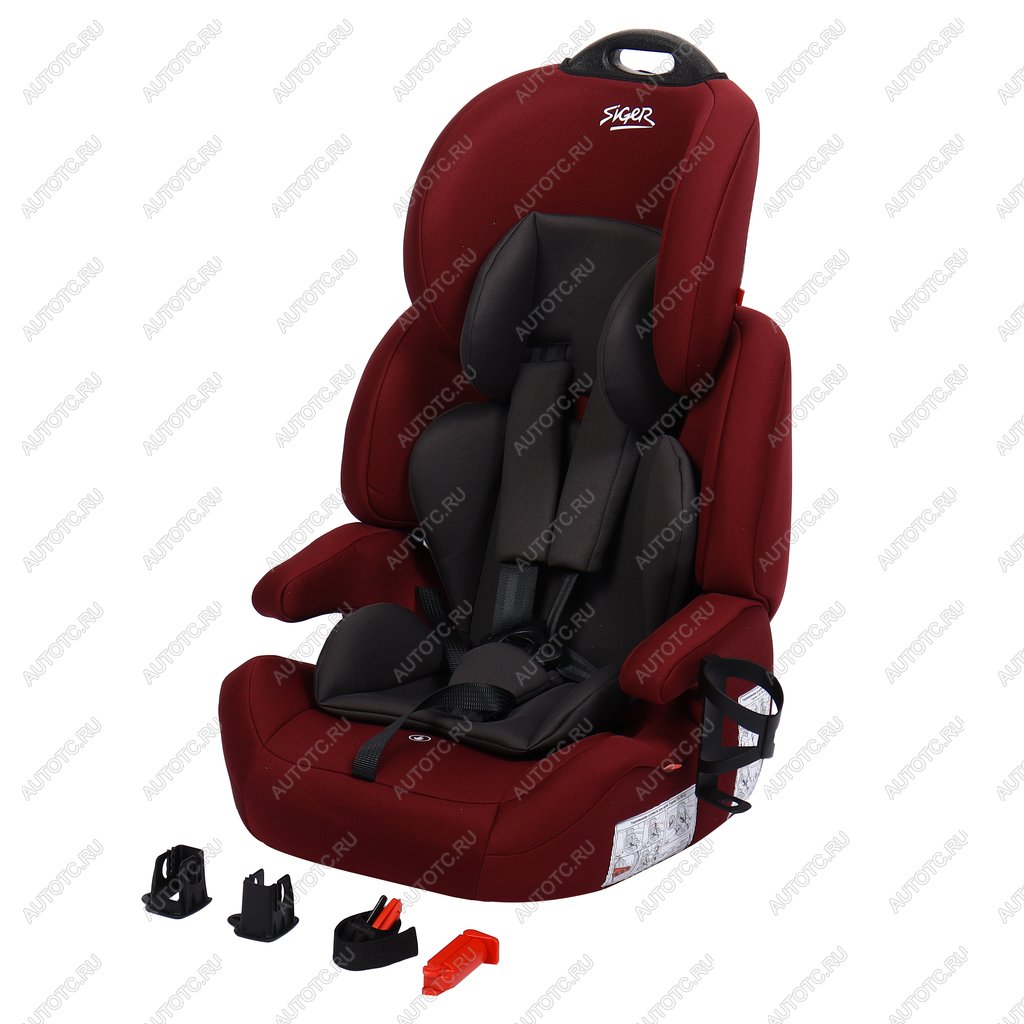 10 649 р. Автокресло детское 9-36кг (I-II-III) 1-12лет вишня люкс Isofix Стар SIGER SIGER kres4028  с доставкой в г. Кемерово