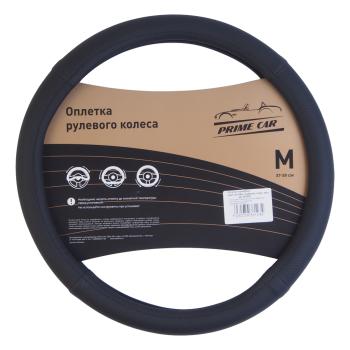 439 р. Оплетка руля (M) 37-39см черная гладкая экокожа Блэк PRIME CAR PRIME CAR 361234 PRIME CAR 361234  с доставкой в г. Кемерово. Увеличить фотографию 1