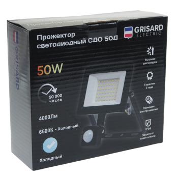 1 139 р. Светильник светодиодный 220V 50W 6500K с датчиком движения черный GRISARD ELECTRIC GRISARD ELECTRIC gre-004-0016 GRISARD ELECTRIC gre-004-0016  с доставкой в г. Кемерово. Увеличить фотографию 5