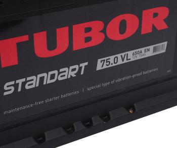 10 999 р. Аккумулятор TUBOR Standart 75Ач обратная полярность TUBOR 6ст75(0)  с доставкой в г. Кемерово. Увеличить фотографию 2