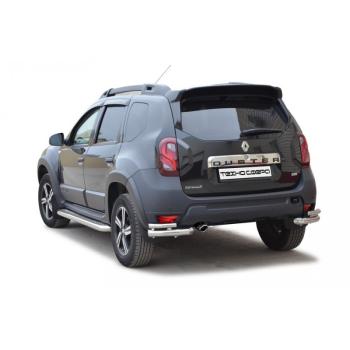 Защита заднего бампера (уголки двойные) (d63.5) Техно Сфера Renault Duster  HS (2015-2021) рестайлинг