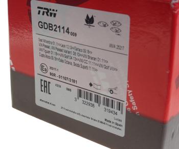 6 399 р. Колодки тормозные VW Golf (17-),Tiguan (16-) AUDI Q3 (17-) SKODA Kodiaq (17-) передние (4шт.) TRW TRW gdb2114  с доставкой в г. Кемерово. Увеличить фотографию 2