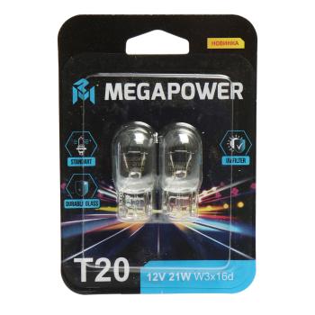 165 р. Лампа 12V W21W W3x16d блистер (2шт.) Standart MEGAPOWER MEGAPOWER 370-33-074  с доставкой в г. Кемерово. Увеличить фотографию 1