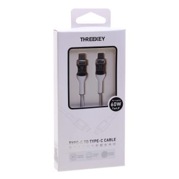769 р. Кабель USB Type C-USB Type C 1м THREEKEY THREEKEY tk-nb05 60w white  с доставкой в г. Кемерово. Увеличить фотографию 2