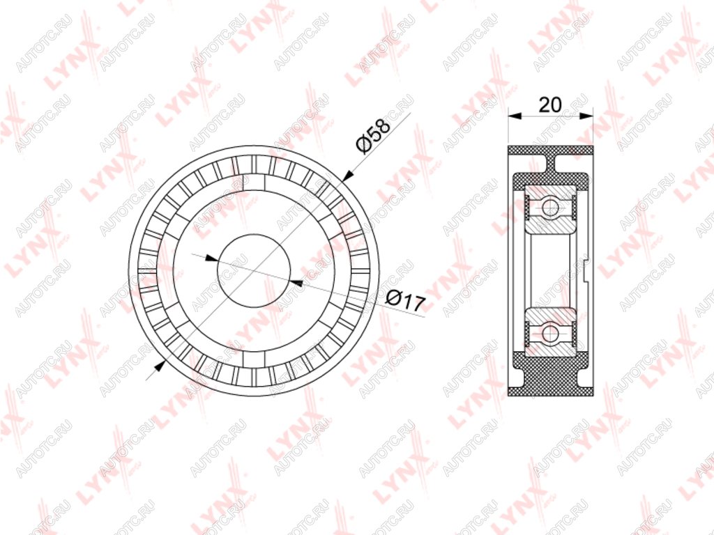 1 779 р. Ролик приводного ремня VW Beetle (12-15) AUDI A1 (11-14) SKODA Fabia натяжителя LYNX LYNX pb5304  с доставкой в г. Кемерово