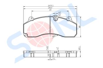 6 399 р. Колодки тормозные SITRAK HOWO передниезадние (4шт.) SORL SORL hm4916  с доставкой в г. Кемерово. Увеличить фотографию 2