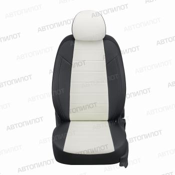 Комплект салонных чехлов (экокожа, 40/60) Автопилот Haval F7 (2024-2025) (черный/белый)