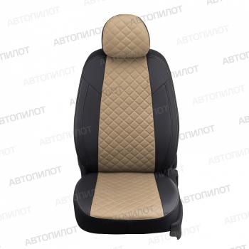 8 249 р. Комплект салонных чехлов (экокожа, 40/60) Автопилот Ромб  Haval F7 (2024-2025) (черный/темно-бежевый)  с доставкой в г. Кемерово. Увеличить фотографию 3