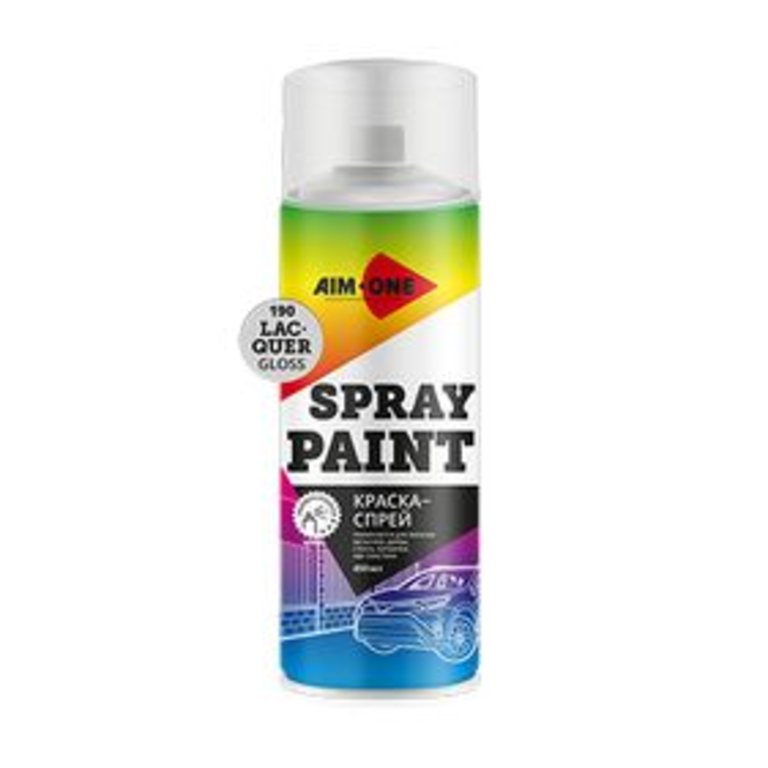 263 р. Лак глянцевый аэрозоль 450мл Spray Paint Lacquer Gloss AIM-ONE AIM-ONE sp-gl190  с доставкой в г. Кемерово