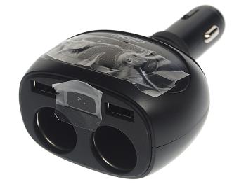 1 079 р. Разветвитель прикуривателя 2-х гнездовой 12V 2USB черный XO XO cc41 black  с доставкой в г. Кемерово. Увеличить фотографию 1