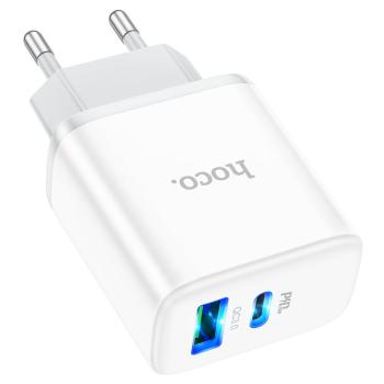 469 р. Устройство зарядное в розетку 1USB + 1 Type C 220V HOCO HOCO c105a white  с доставкой в г. Кемерово. Увеличить фотографию 3