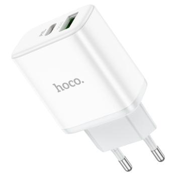 469 р. Устройство зарядное в розетку 1USB + 1 Type C 220V HOCO HOCO c105a white  с доставкой в г. Кемерово. Увеличить фотографию 2