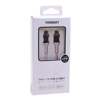 739 р. Кабель USB Type C-USB Type C 1м розовый THREEKEY THREEKEY tk-nb05 60w pink  с доставкой в г. Кемерово. Увеличить фотографию 2