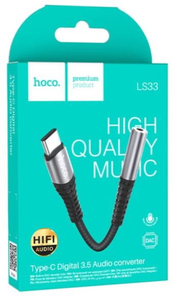 319 р. Переходник USB Type C на jack 3.5 черный HOCO HOCO ls33 черный  с доставкой в г. Кемерово. Увеличить фотографию 6