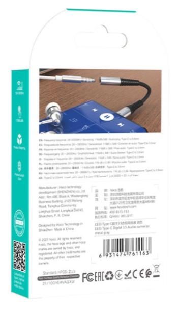 319 р. Переходник USB Type C на jack 3.5 черный HOCO HOCO ls33 черный  с доставкой в г. Кемерово. Увеличить фотографию 7