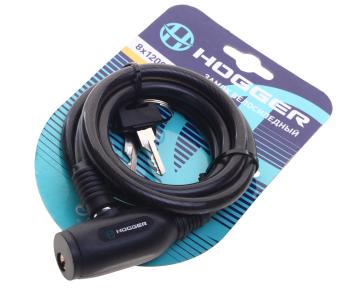 379 р. Замок велосипедный 1200х8 трос черный HOGGER HOGGER hg102.103  с доставкой в г. Кемерово. Увеличить фотографию 1