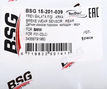 399 р. Датчик износа тормозных колодок BMW 7 (F01,F02) задний BSG BSG bsg15201039  с доставкой в г. Кемерово. Увеличить фотографию 4
