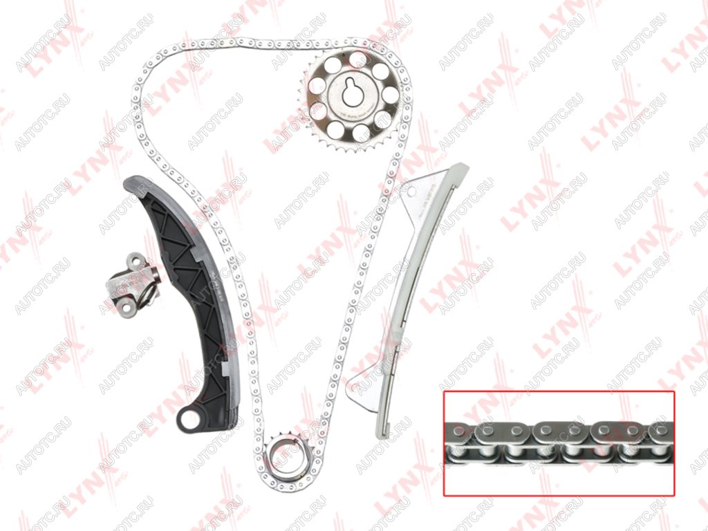 8 549 р. Комплект цепи ГРМ TOYOTA Yaris (05-) (1.0) (1 цепь+башмак натяж+успокоит+натяж+2 звезды) LYNX LYNX tk0034  с доставкой в г. Кемерово