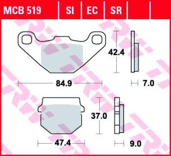 Тормозные колодки TRW MCB519SI TRW mcb519si