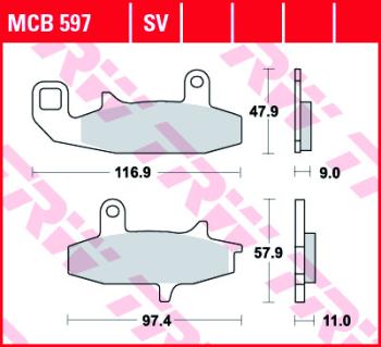 4 199 р. Тормозные колодки TRW MCB597SV TRW mcb597sv  с доставкой в г. Кемерово. Увеличить фотографию 1