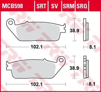 3 579 р. Тормозные колодки TRW MCB598 TRW mcb598  с доставкой в г. Кемерово. Увеличить фотографию 1