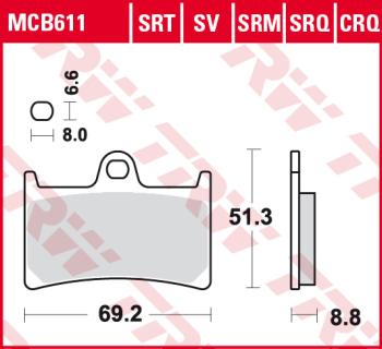 4 199 р. Тормозные колодки TRW MCB611SV TRW mcb611sv  с доставкой в г. Кемерово. Увеличить фотографию 1