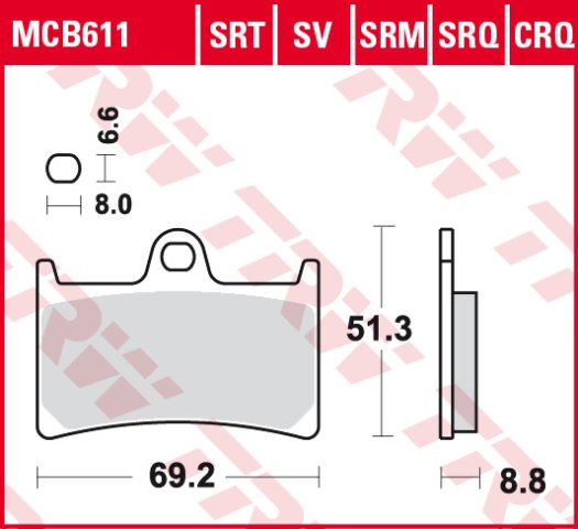4 199 р. Тормозные колодки TRW MCB611SV TRW mcb611sv  с доставкой в г. Кемерово