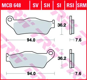3 579 р. Тормозные колодки TRW MCB648RSI TRW mcb648rsi  с доставкой в г. Кемерово. Увеличить фотографию 1