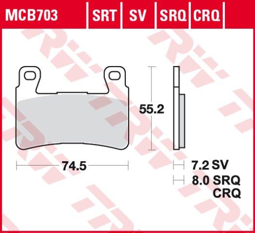 5 899 р. Тормозные колодки TRW MCB703SV TRW mcb703sv  с доставкой в г. Кемерово