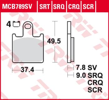 5 849 р. Тормозные колодки TRW MCB789SV TRW mcb789sv  с доставкой в г. Кемерово. Увеличить фотографию 1