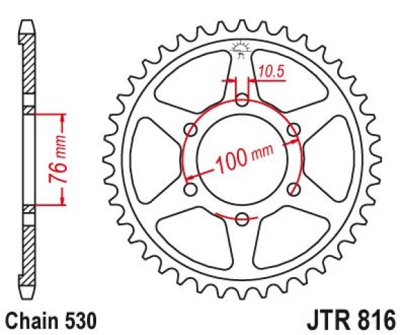 4 099 р. Звезда цепного привода JTR816 45 DID JT jtr816.45  с доставкой в г. Кемерово