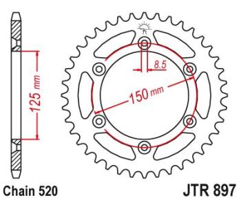 3 289 р. Звезда цепного привода JTR897 50 DID JT jtr897.50  с доставкой в г. Кемерово. Увеличить фотографию 1