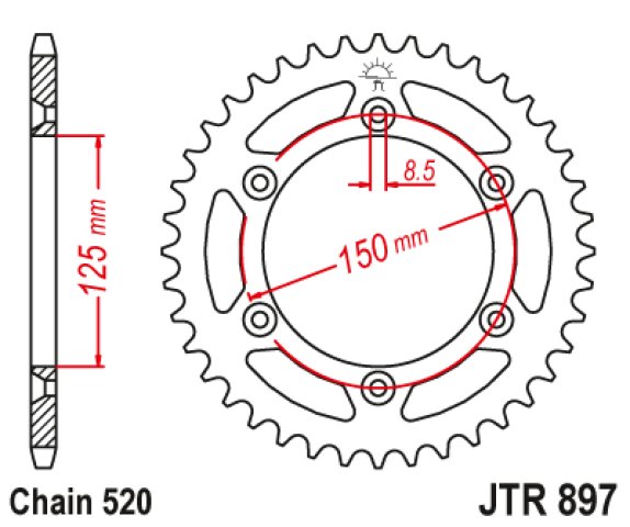 3 399 р. Звезда цепного привода JTR897.45SC DID JT jtr897.45sc  с доставкой в г. Кемерово