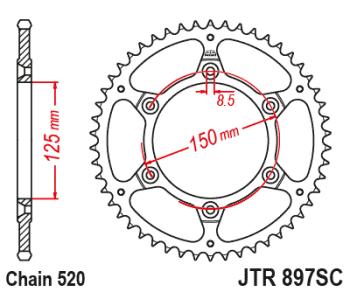 3 599 р. Звезда цепного привода JTR897.49SC DID JT jtr897.49sc  с доставкой в г. Кемерово. Увеличить фотографию 1
